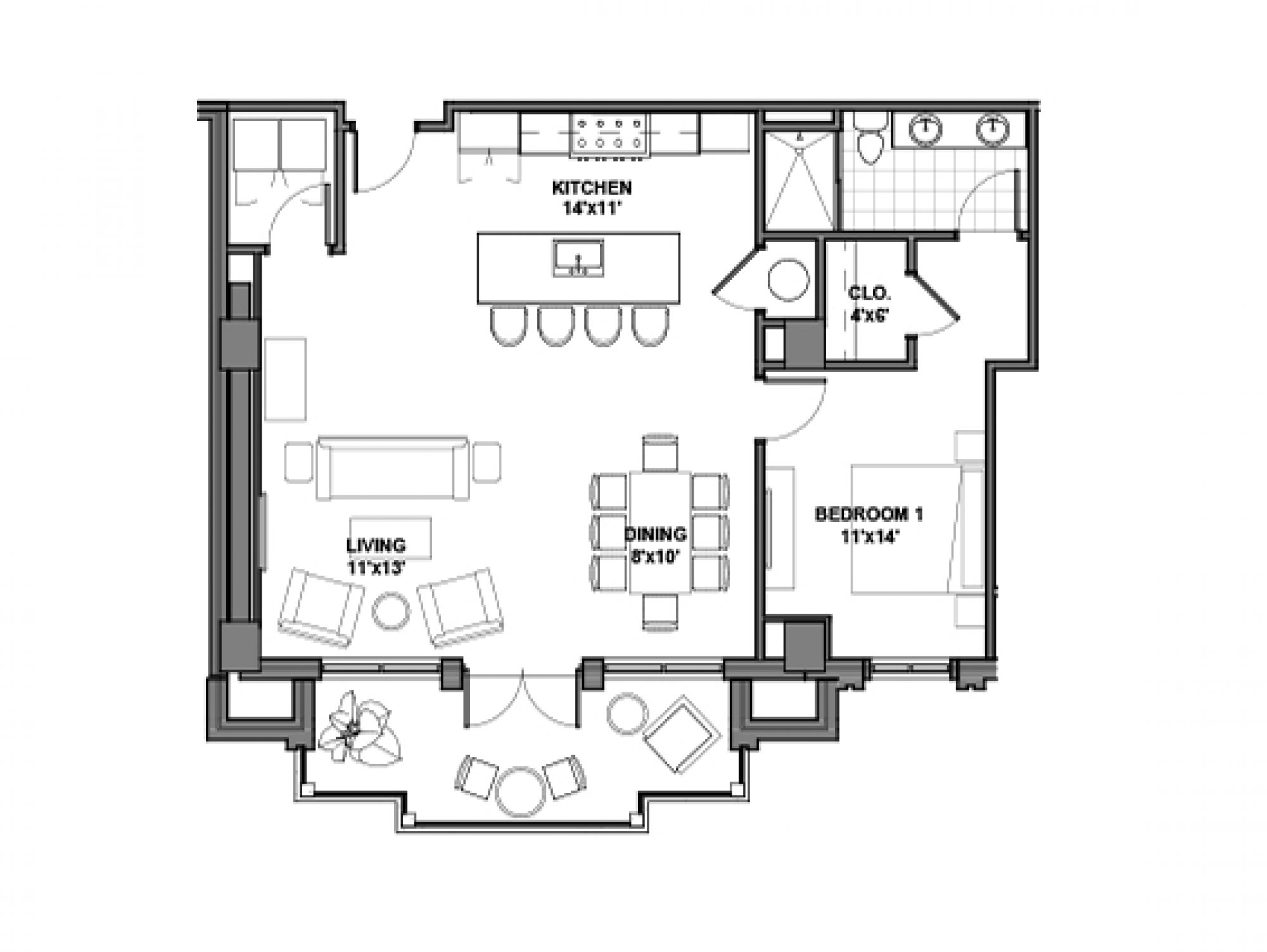 The Camelia | 1,011 sq ft | 1 bed 1 bath
