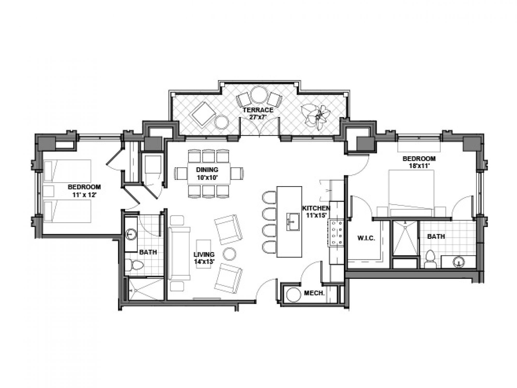 The Oakleigh | 1,180 sq ft | 2 bed 2 bath